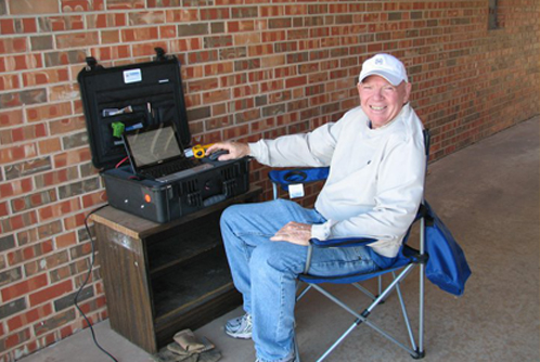 Jeff monitoring the bed bug heat treatment process Jeff monitoring the bed bug heat treatment process